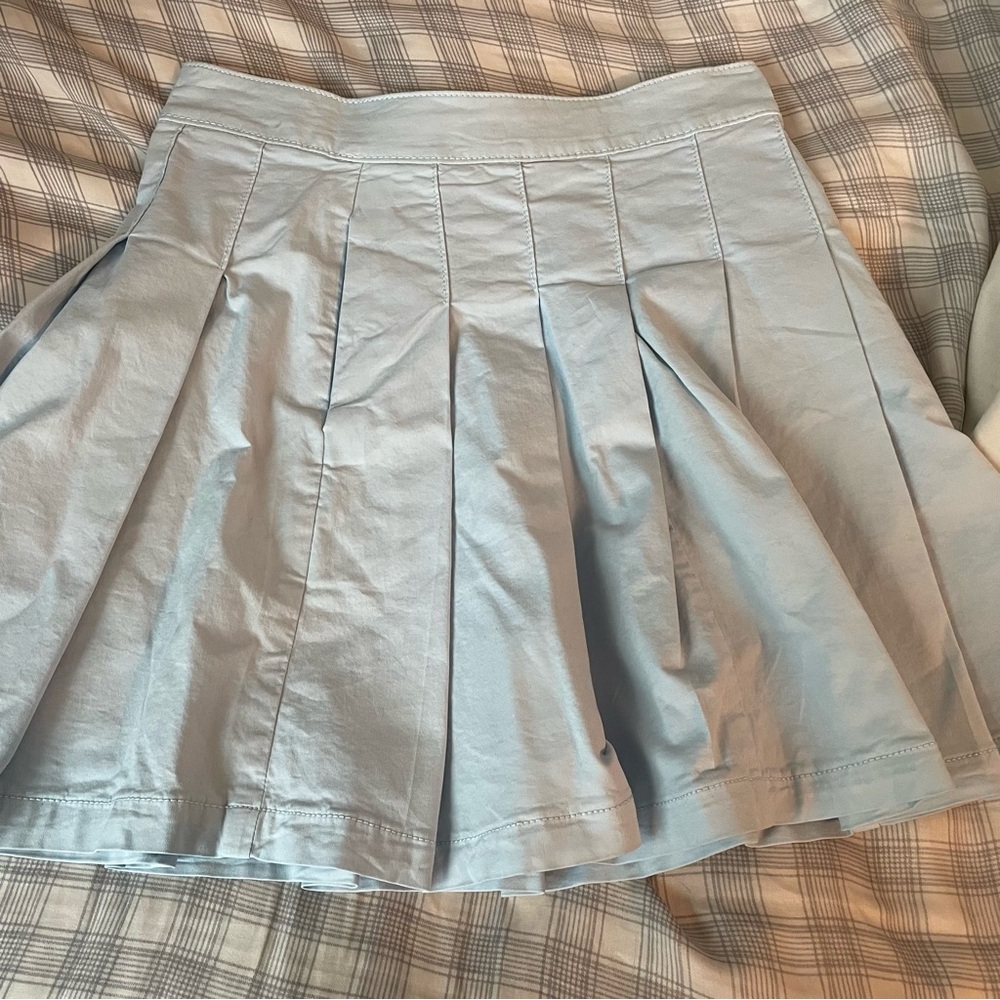 American Eagle Outfitters Light Blue Pleated Skater Skirt STRETCHY